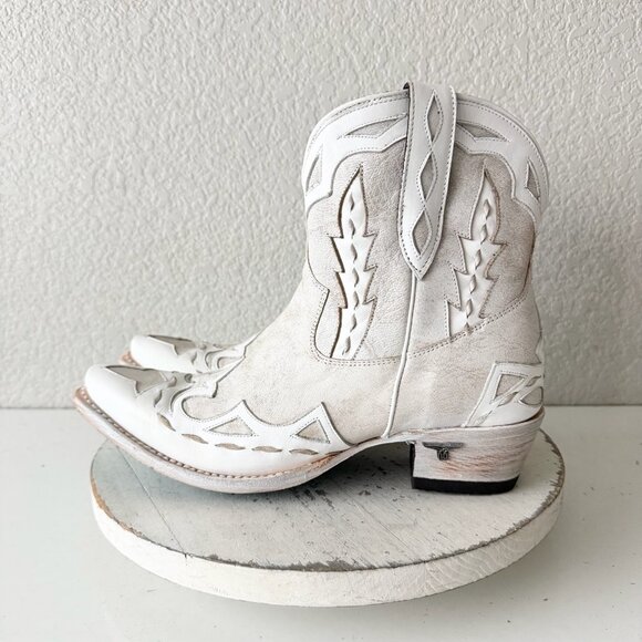 Lane CHASE THE WIND Womens Cowboy Bootie 9.5 Western Short White Cowgirl Boots - Picture 4 of 11